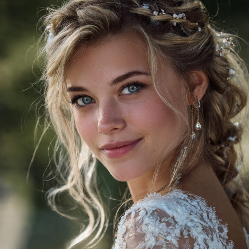 an attractive women having wedding hair and makeup 9