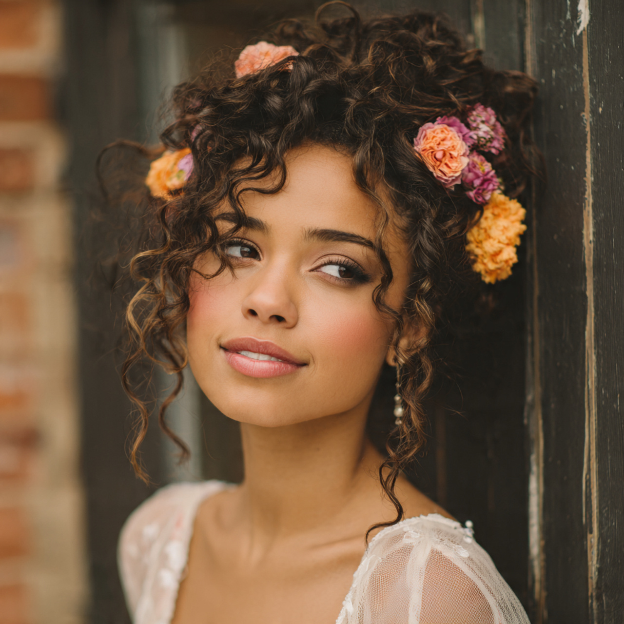 Wedding Hairstyles for Curly Hair: 14 Superb Bridal Looks 7 an attractive women having wedding hair bohemian c