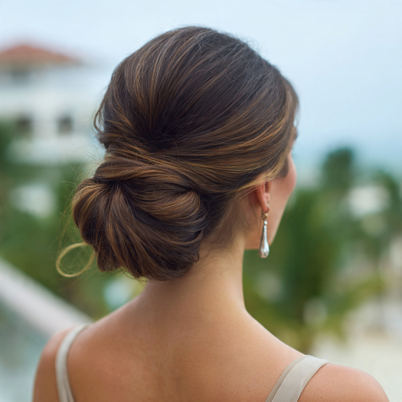 an attractive women having wedding hair classic ch