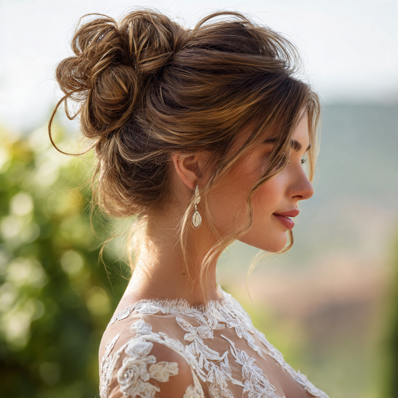 an attractive women having wedding hair elegant hi