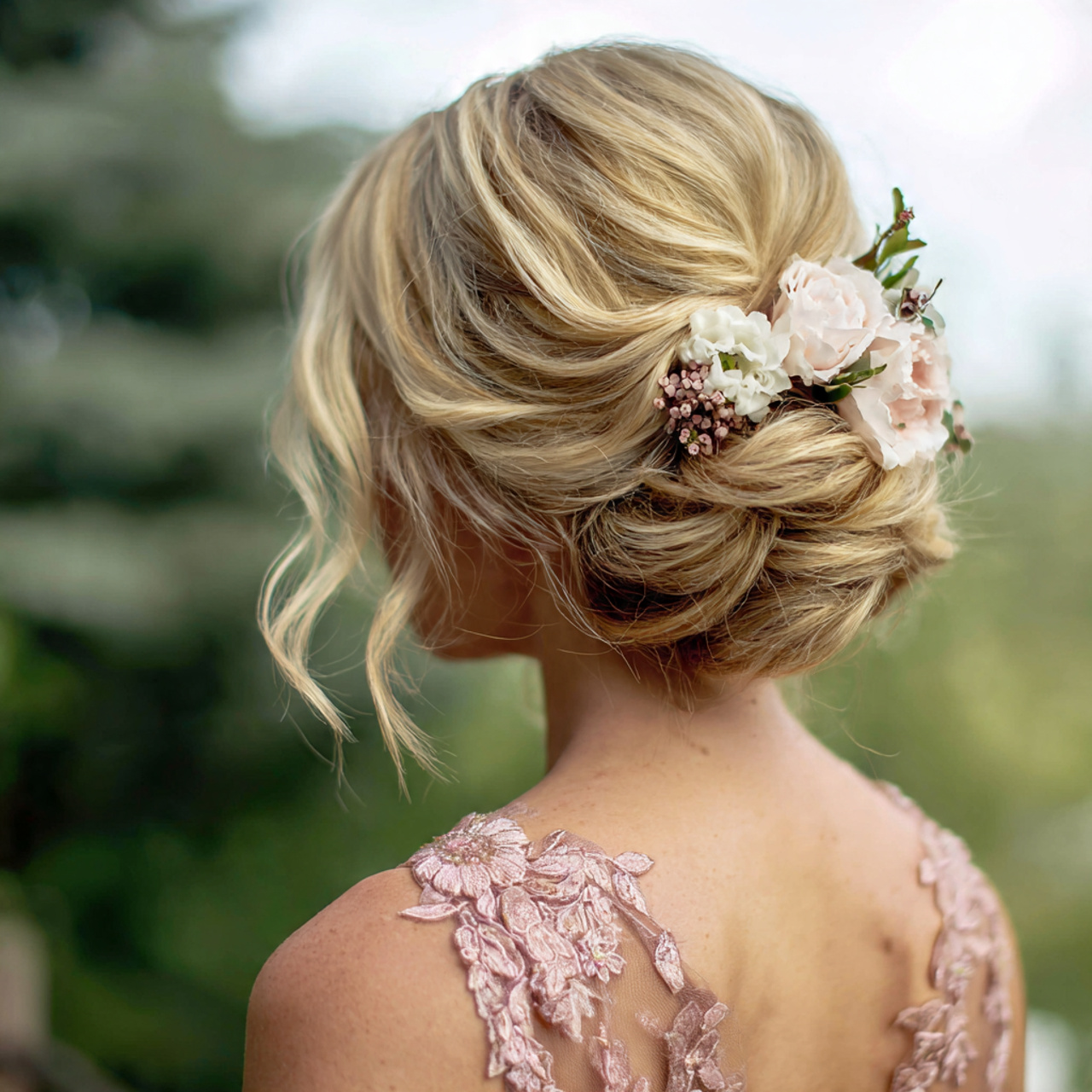 an attractive women having wedding hair floral acc