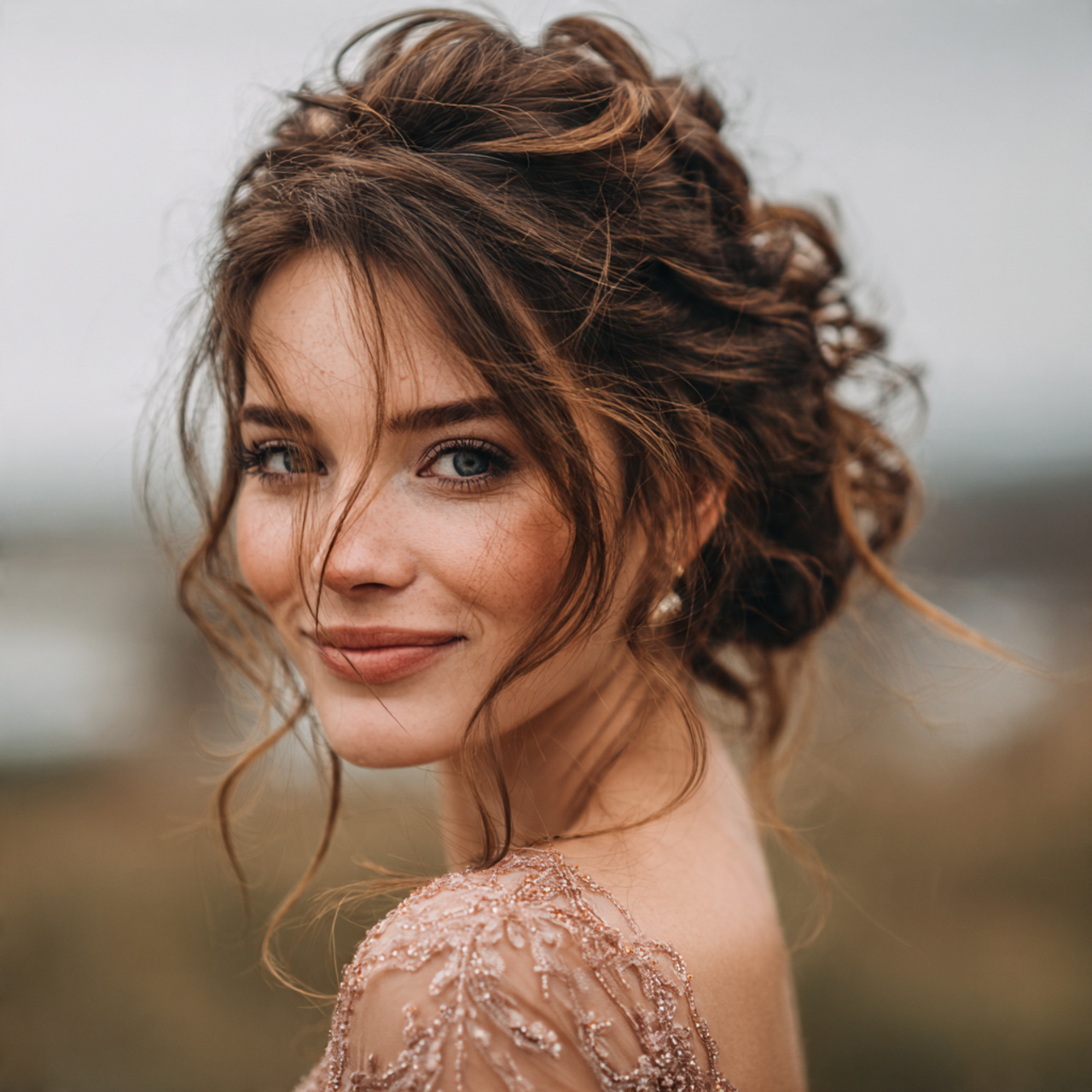 an attractive women having wedding hair loose roma