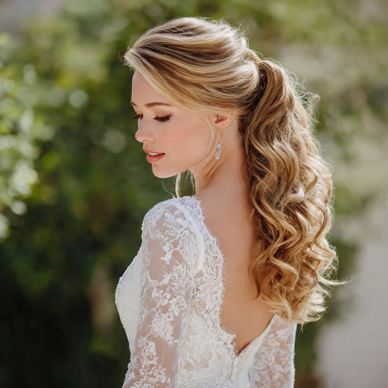 Wedding Hairstyles for Curly Hair: 14 Superb Bridal Looks 3 an attractive women having wedding hair low loose