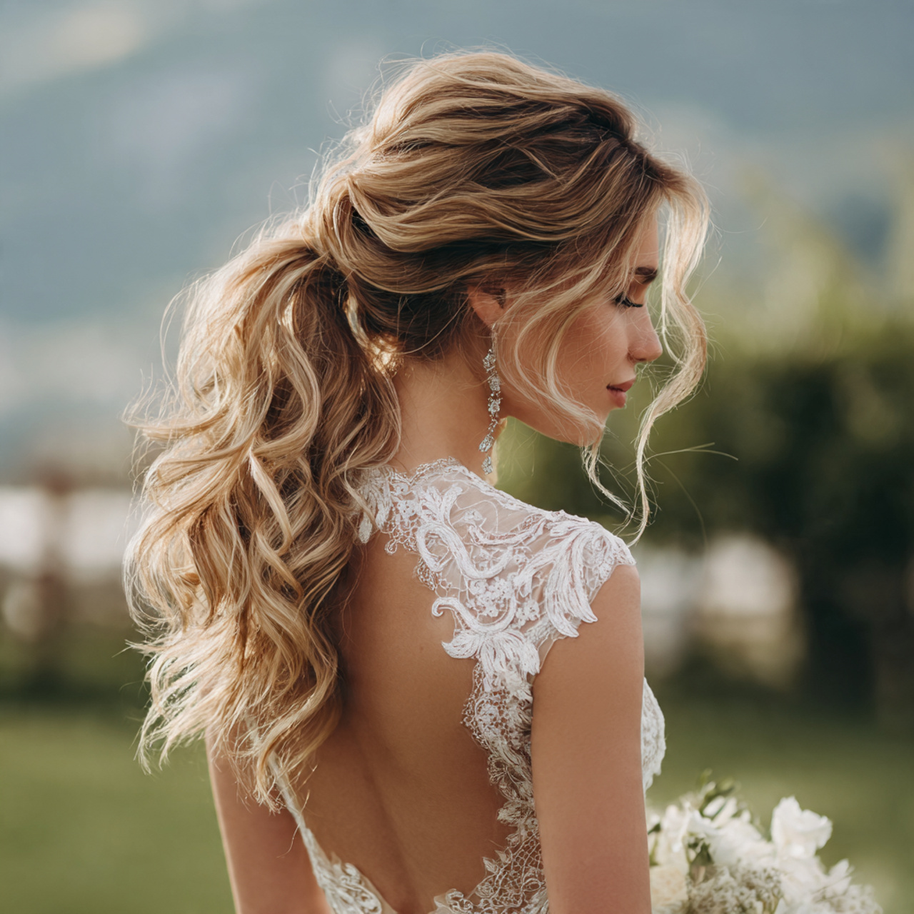 Simple Wedding Hairstyles: 10 Easy & Elegant Bridal Hair Ideas 4 an attractive women having wedding hair low ponyta