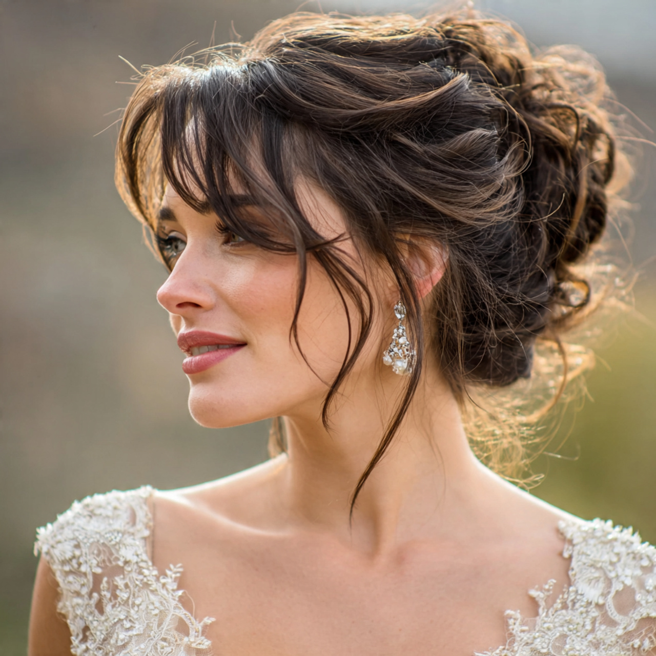 an attractive women having wedding hair side swept