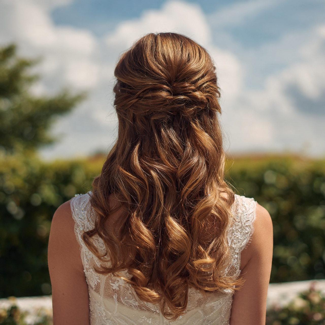 Wedding Hairstyles for Curly Hair: 14 Superb Bridal Looks 8 an attractive women having wedding hair sleek fron