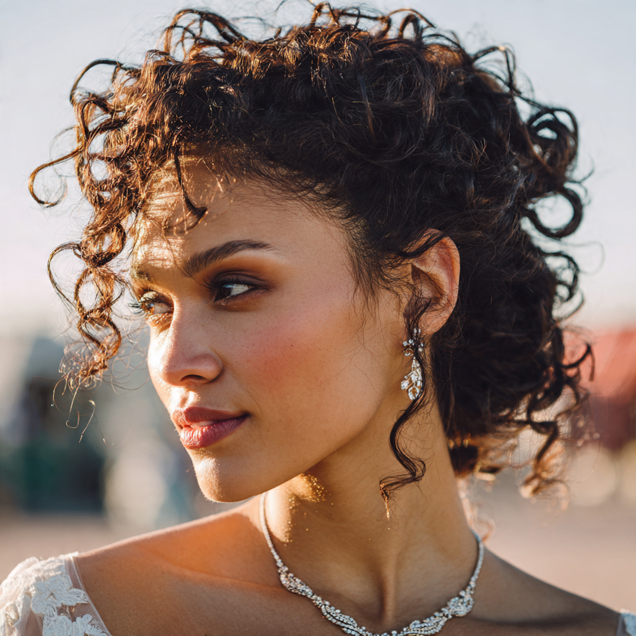 Wedding Hairstyles for Curly Hair: 14 Superb Bridal Looks 1 an attractive women having wedding hair the define