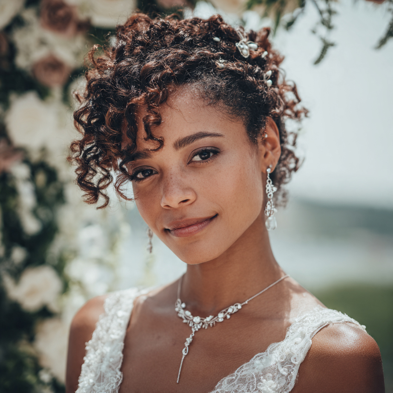 Wedding Hairstyles for Curly Hair: 14 Superb Bridal Looks 4 an attractive women having wedding hair twisted cu