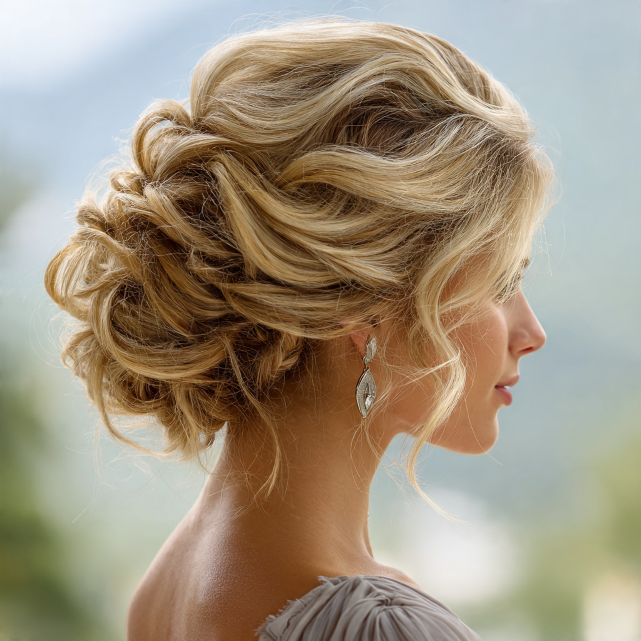 an attractive women having wedding hair voluminous