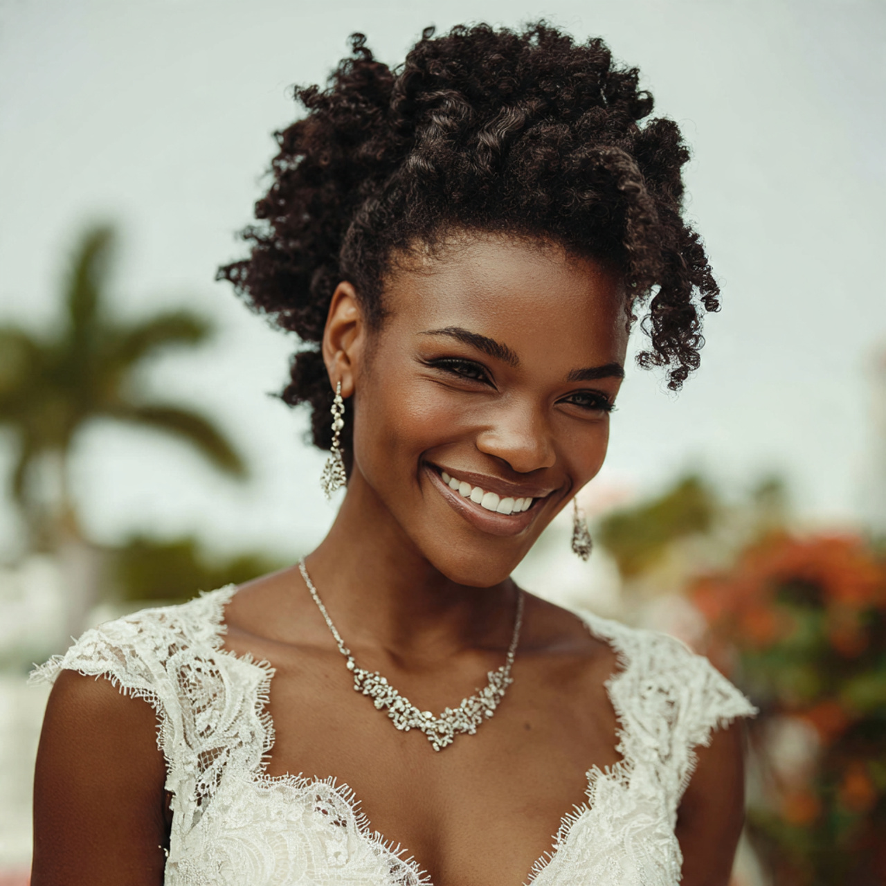 Natural Hair Wedding Styles: 15 Authentic Bridal Looks 3 an attractive and good looking bridal with accessorized 2
