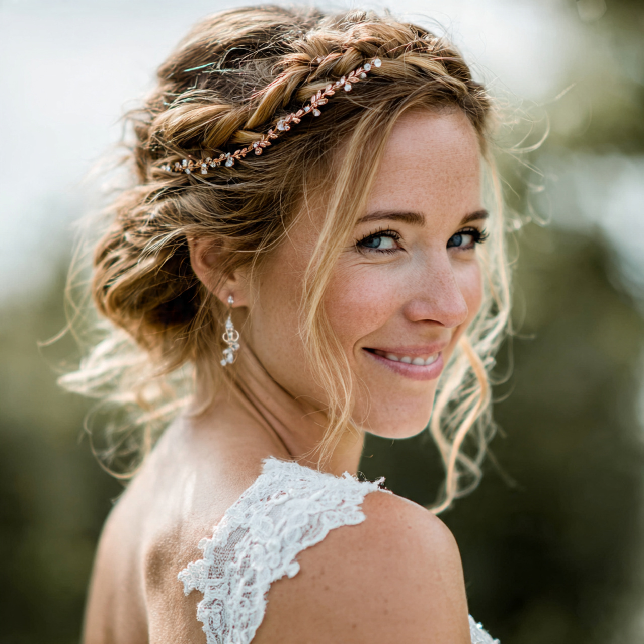 an attractive and good looking bridal with braided