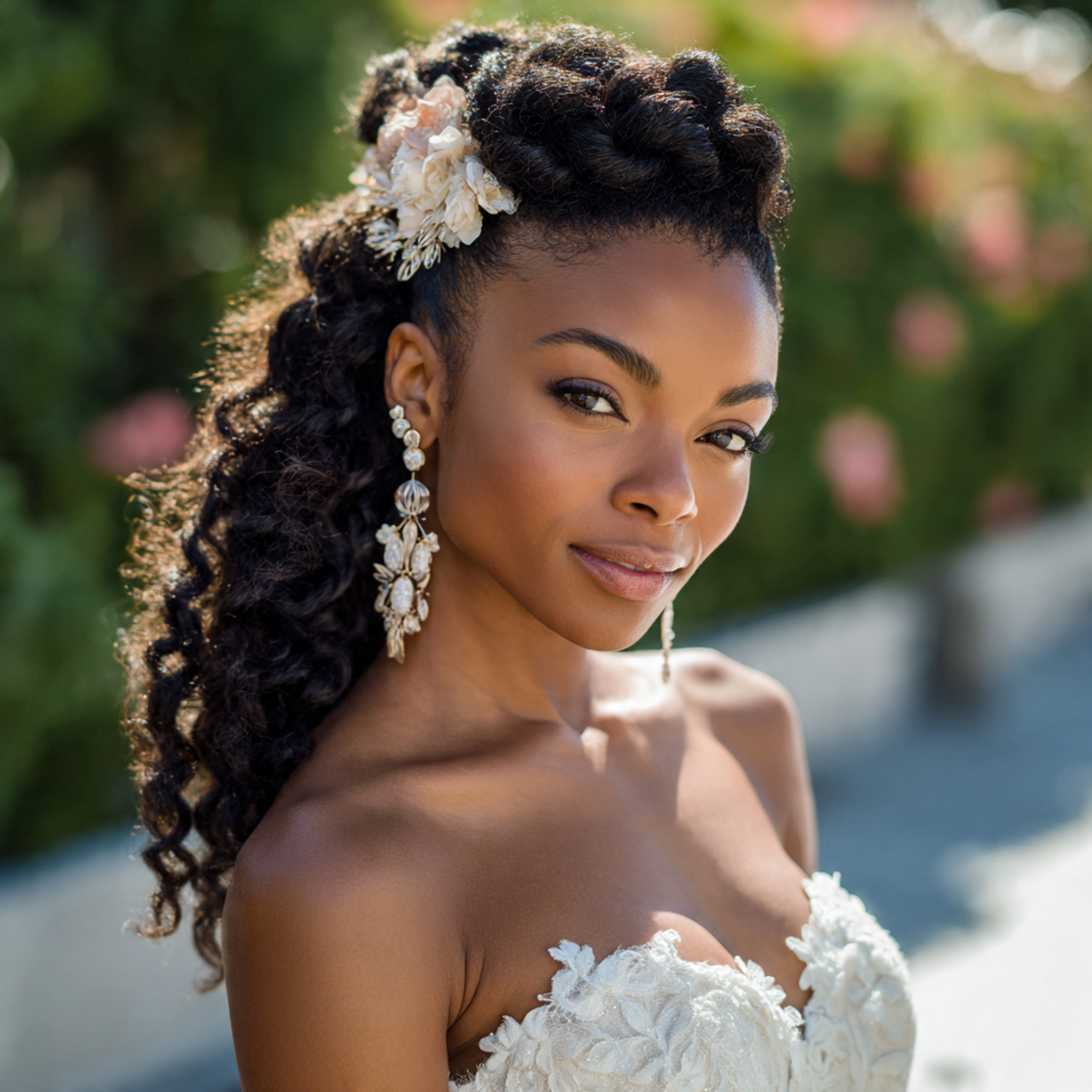 Natural Hair Wedding Styles: 15 Authentic Bridal Looks 4 an attractive and good looking bridal with half up 1
