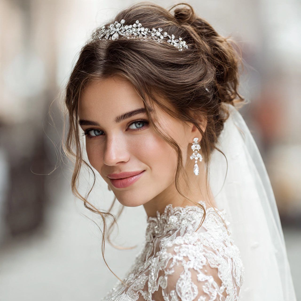 an attractive and good looking bridal with half up