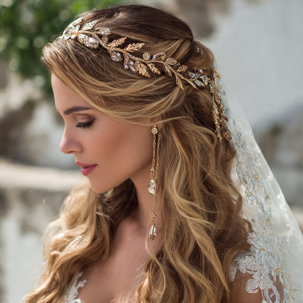 an attractive and good looking bridal with loose