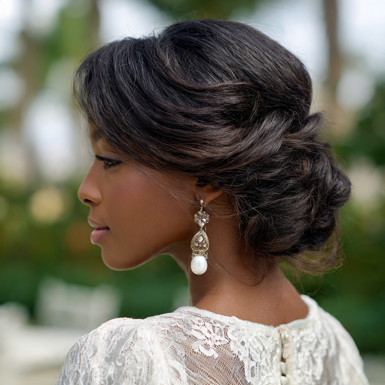 Natural Hair Wedding Styles: 15 Authentic Bridal Looks 8 an attractive and good looking bridal with low 1
