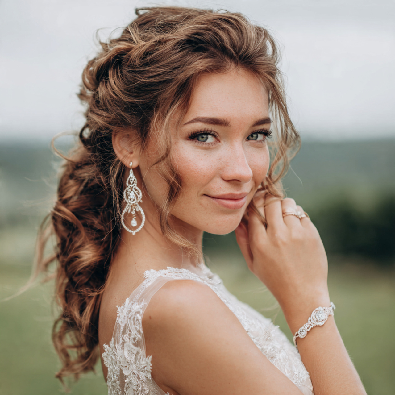 an attractive and good looking bridal with soft