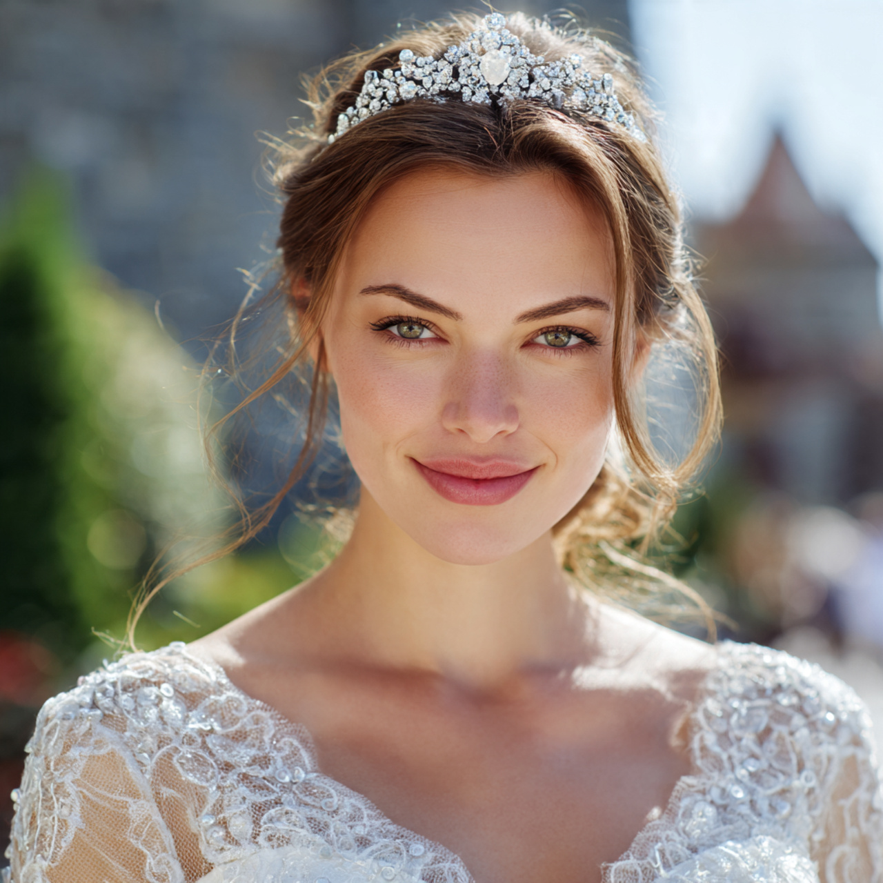 an attractive and good looking bride with a 1