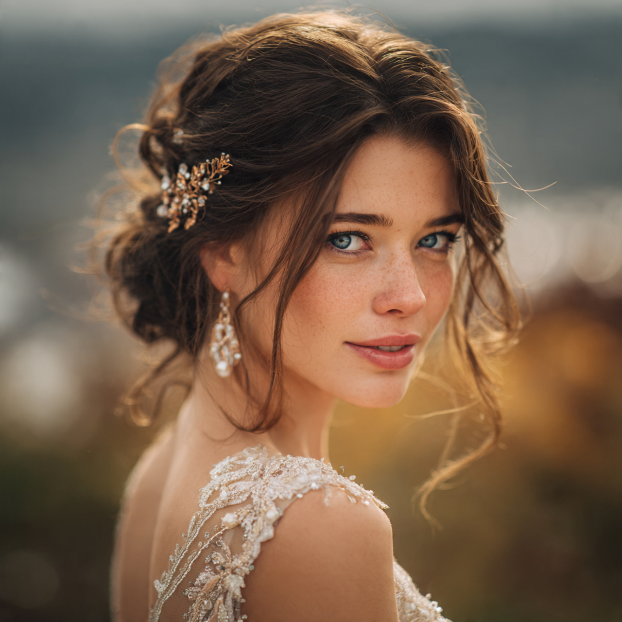 an attractive and good looking bride with a