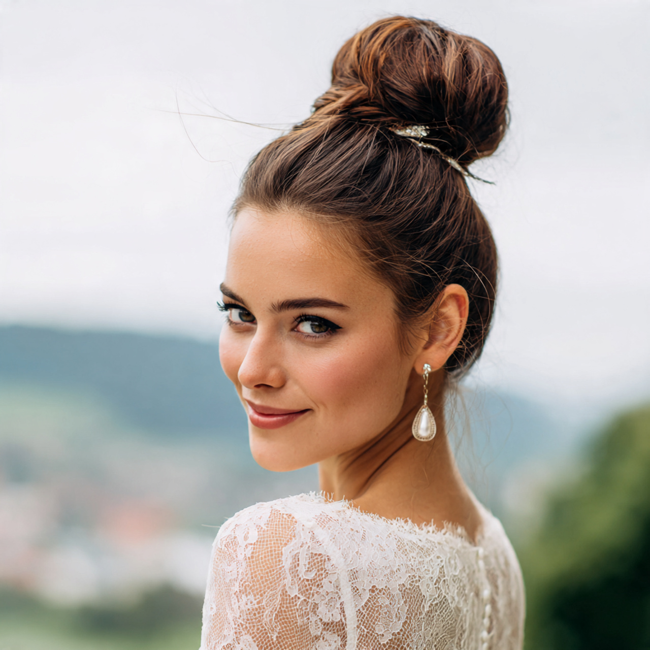 Wedding Updos for Medium Hair: 12 Elegant & Practical Styles 12 an attractive and good looking women with accessorized