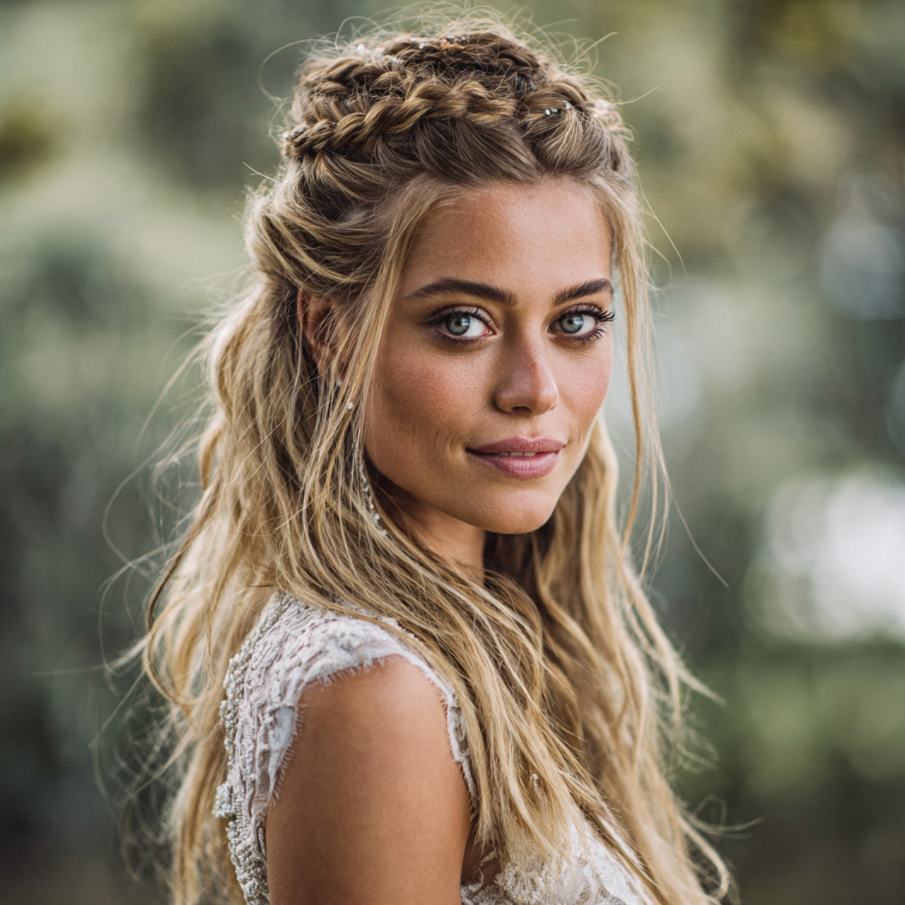 an attractive and good looking women with half up