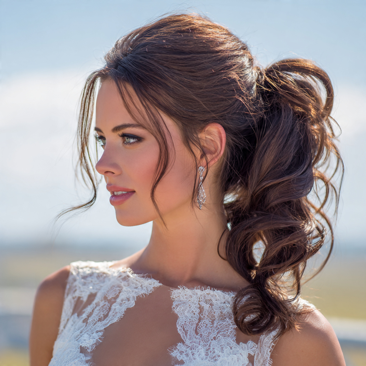 Wedding Updos for Medium Hair: 12 Elegant & Practical Styles 5 an attractive and good looking women with voluminous 1