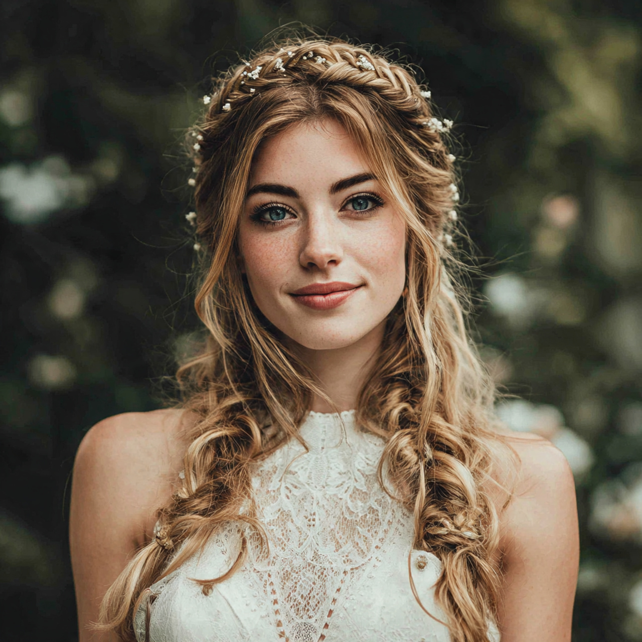 15 Wedding Hair Ideas for Brides That Look Beautiful and Last All Day 8 an attractive women with boho braided crown