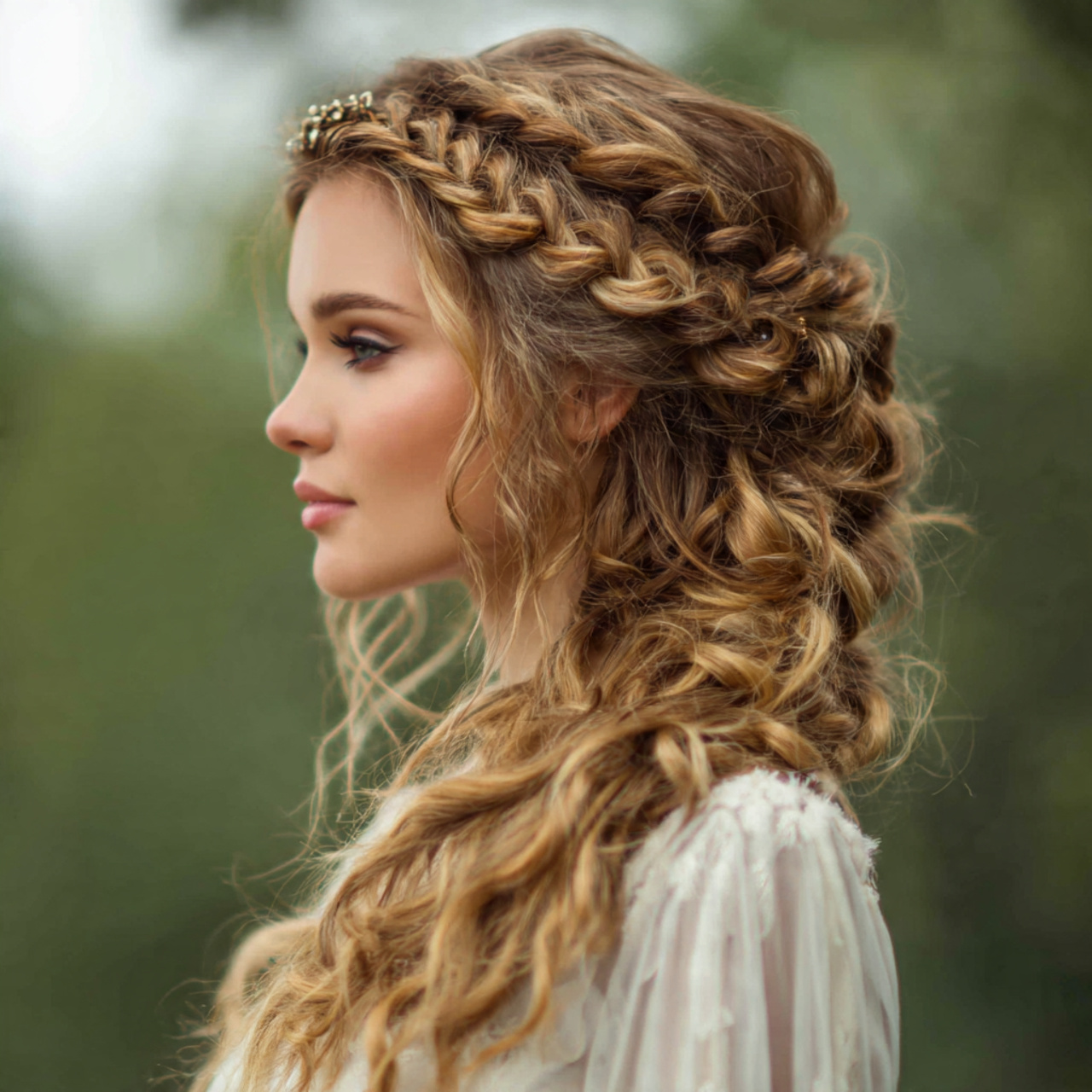 an attractive women with braided crown with