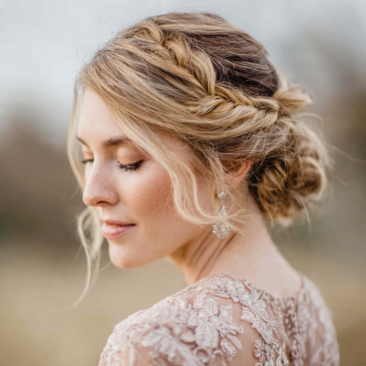 an attractive women with braided low bun 1
