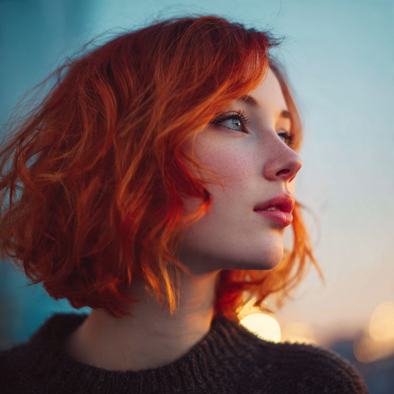 an attractive women with calico hair for 1