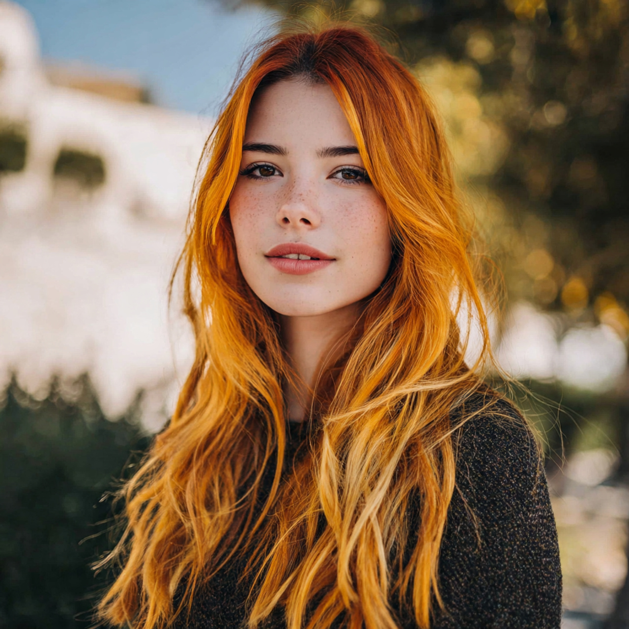 an attractive women with calico hair for