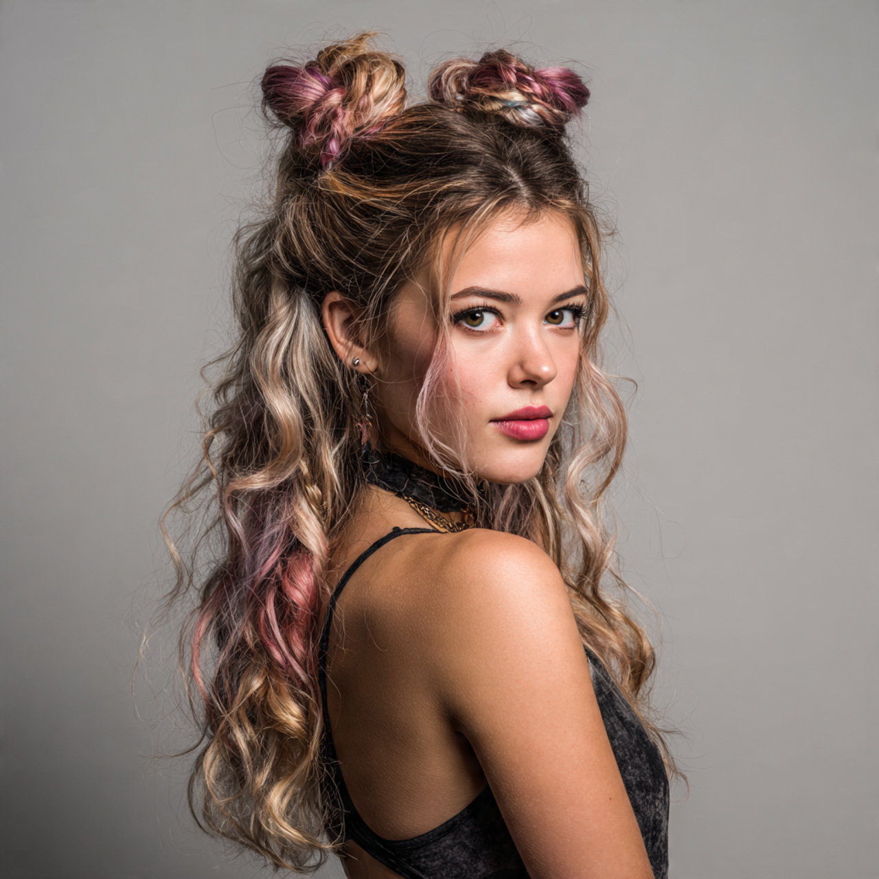 an attractive women with calico hair in