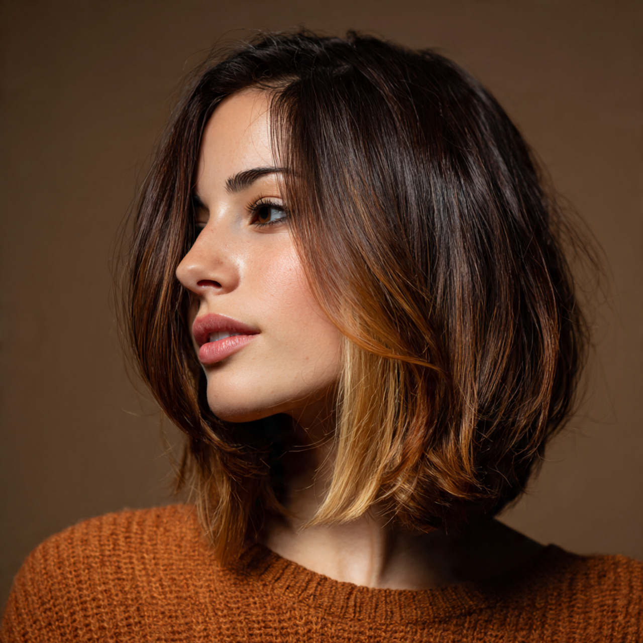 an attractive women with calico hair on