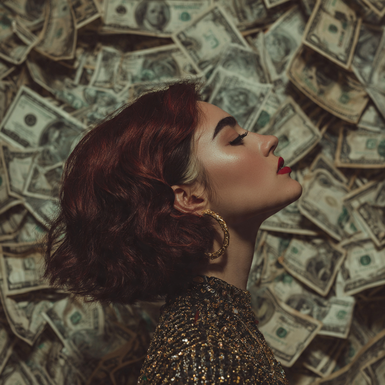 an attractive women with calico hair with 2