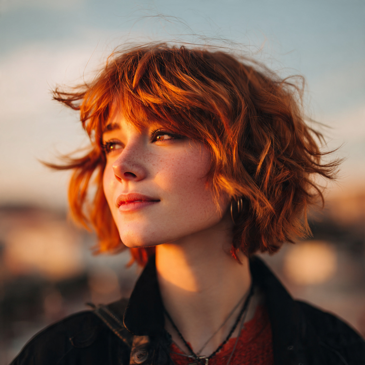 an attractive women with calico hair with 4