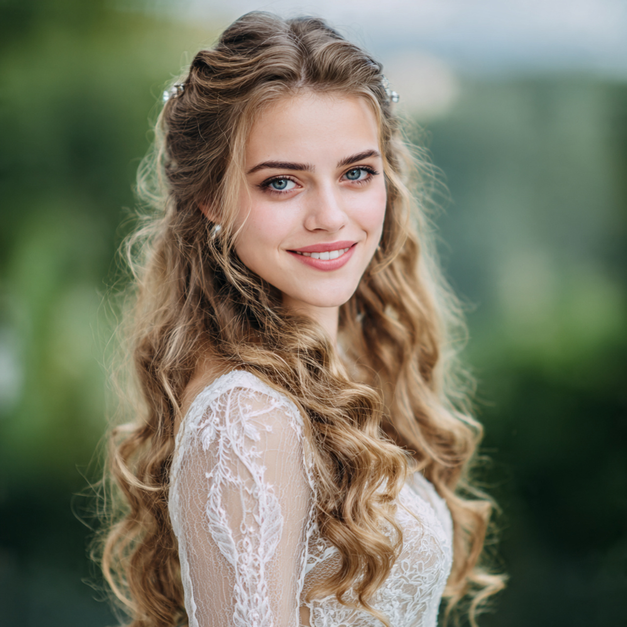 an attractive women with classic long curls