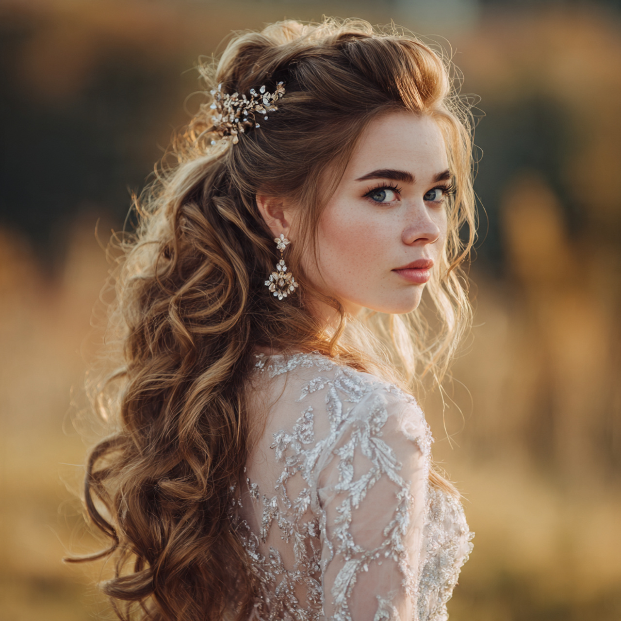 15 Wedding Hair Ideas for Brides That Look Beautiful and Last All Day 4 an attractive women with half up half