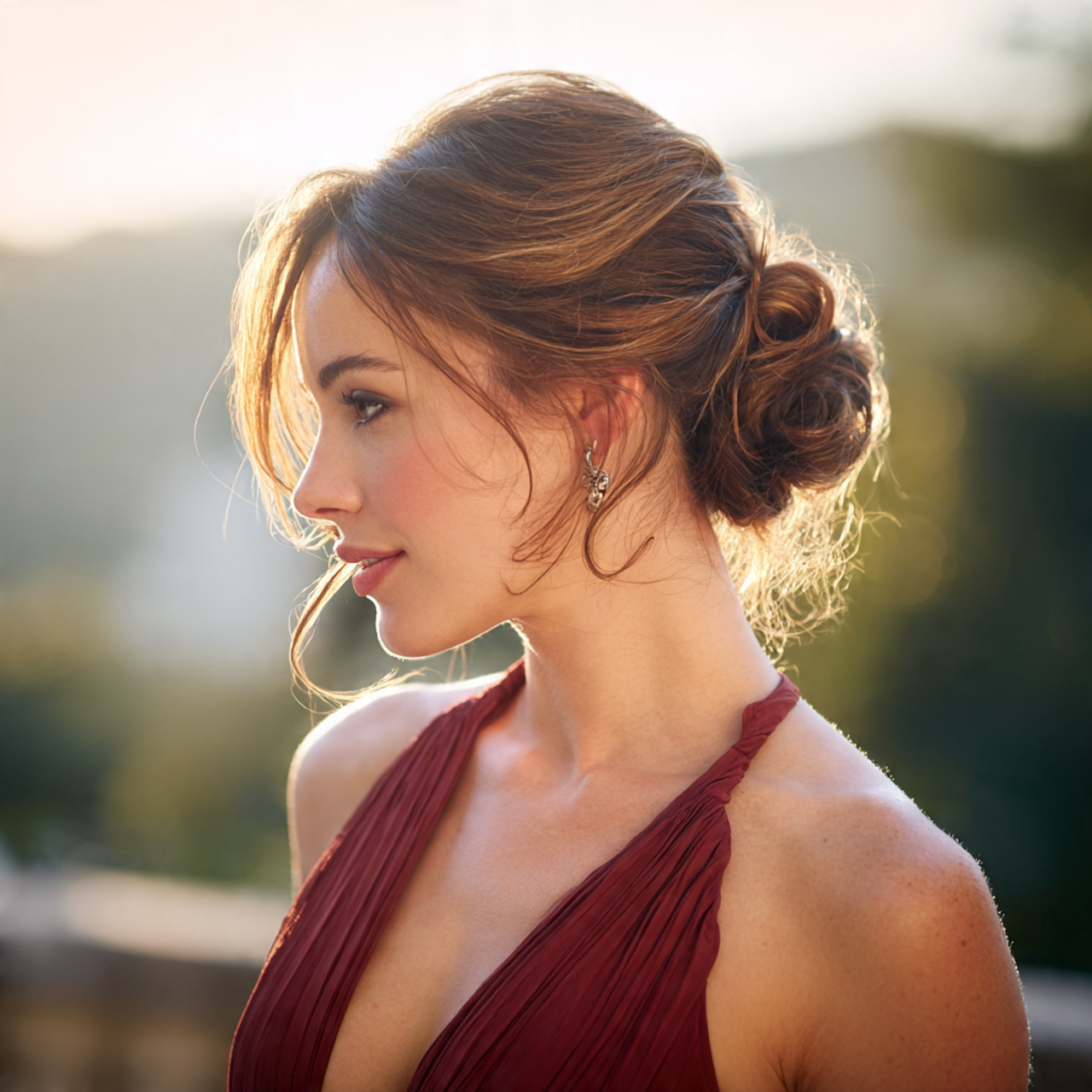 an attractive women with low chignon for
