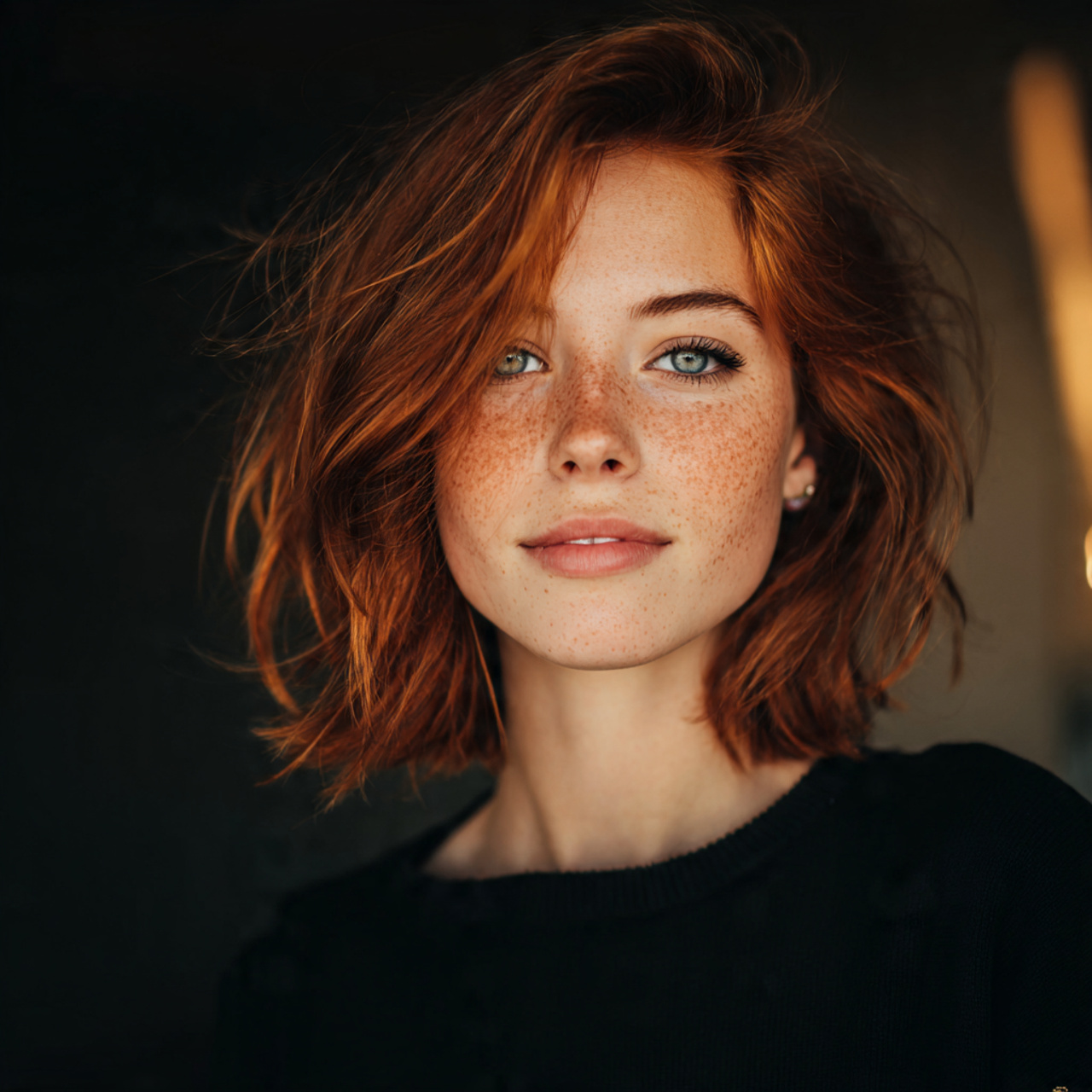 an attractive women with low contrast calico hair