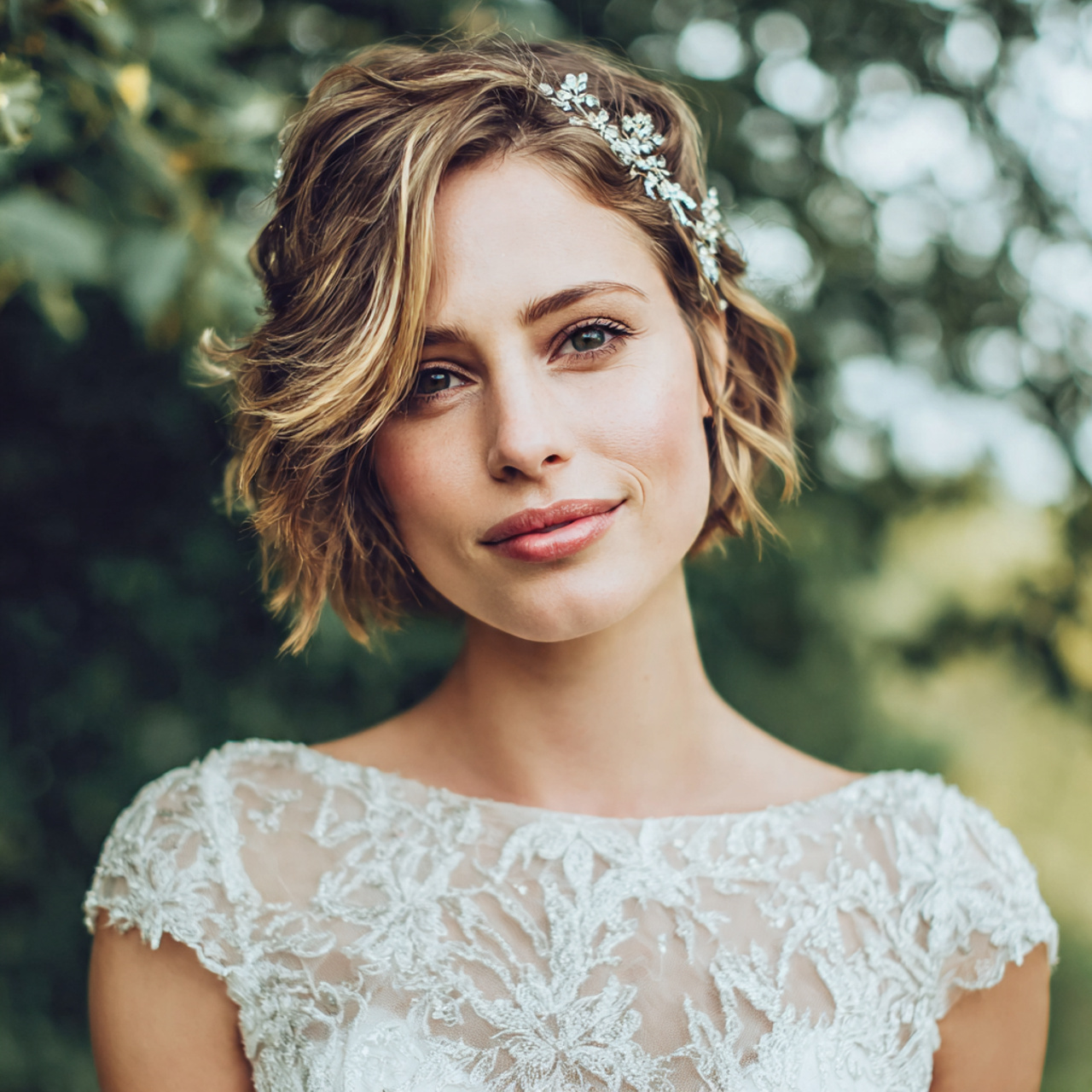 15 Wedding Hair Ideas for Brides That Look Beautiful and Last All Day 15 an attractive women with short hair styled