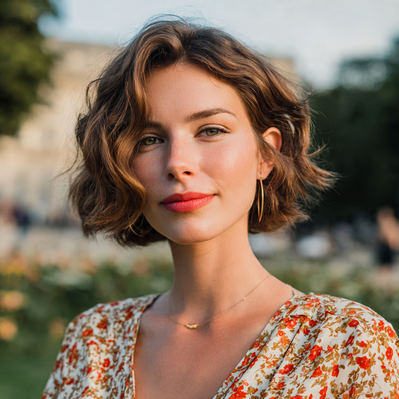 an attractive women with short hair with