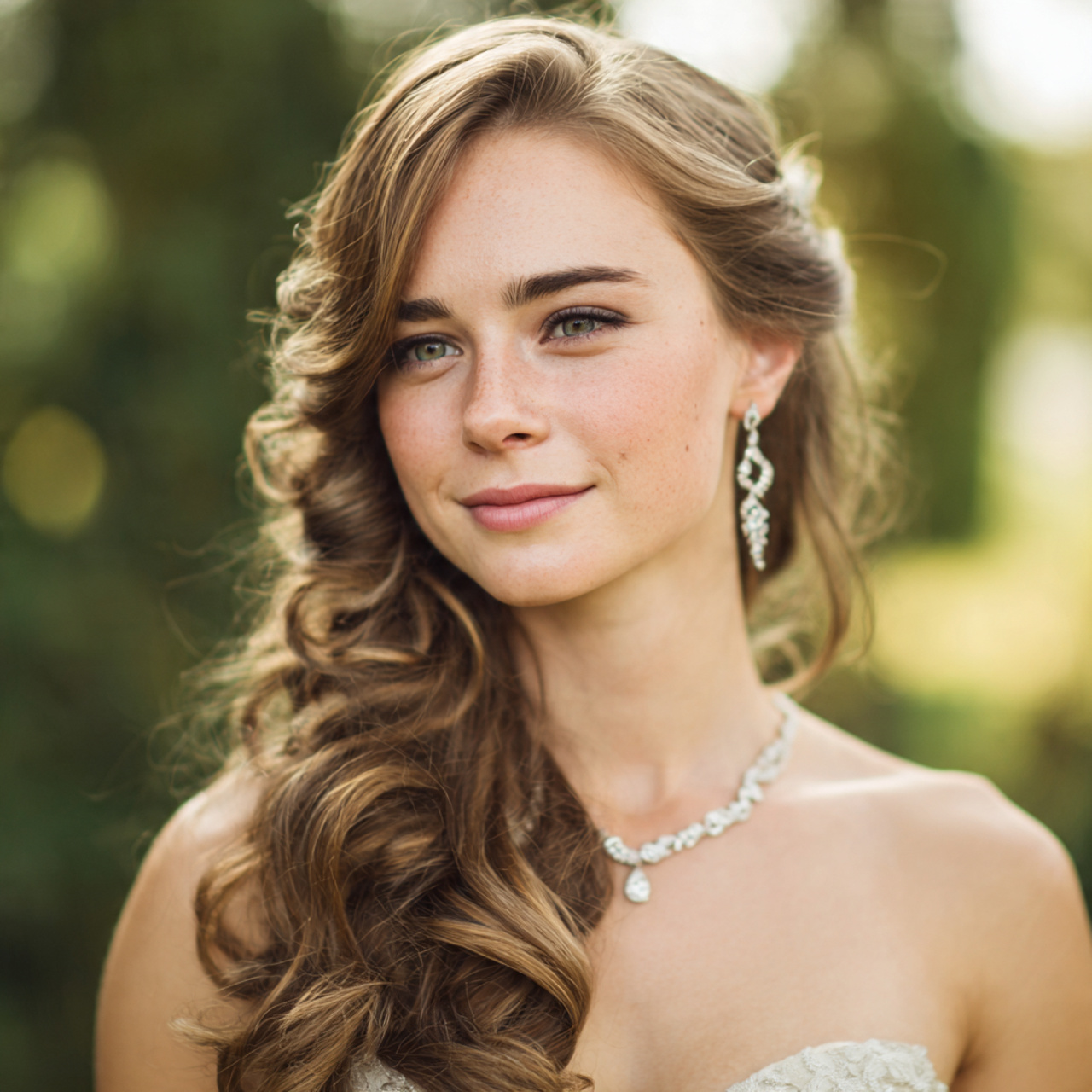 15 Wedding Hair Ideas for Brides That Look Beautiful and Last All Day 6 an attractive women with side swept curls