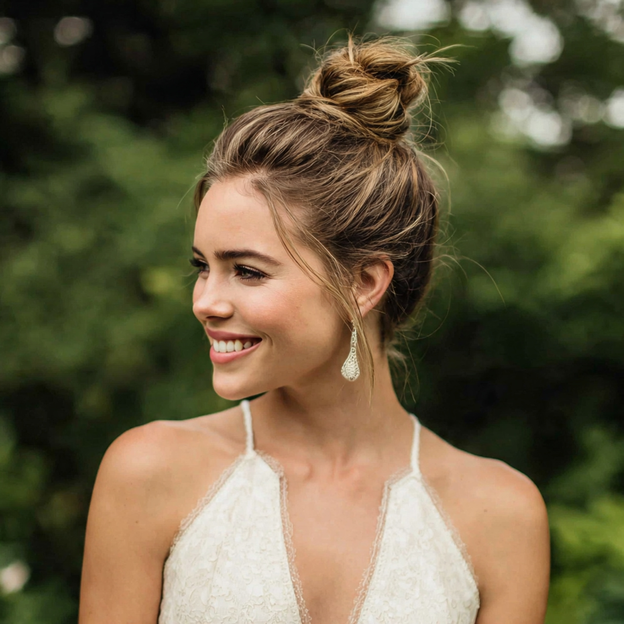 15 Wedding Hair Ideas for Brides That Look Beautiful and Last All Day 7 an attractive women with sleek high bun