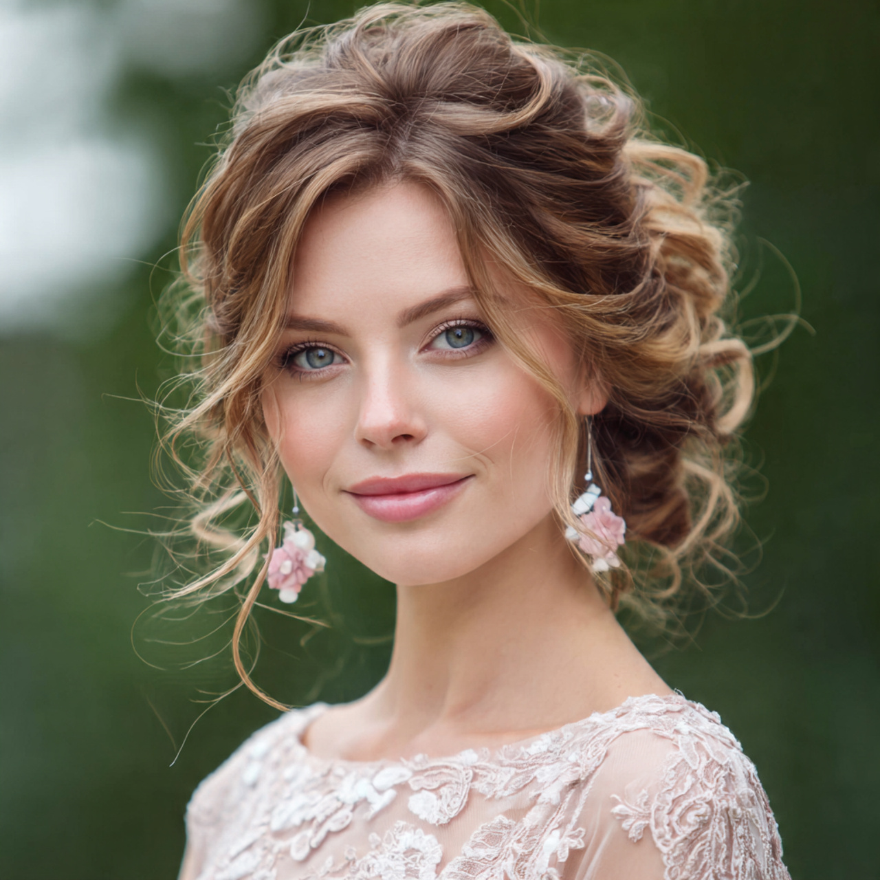 an attractive women with soft curl updo