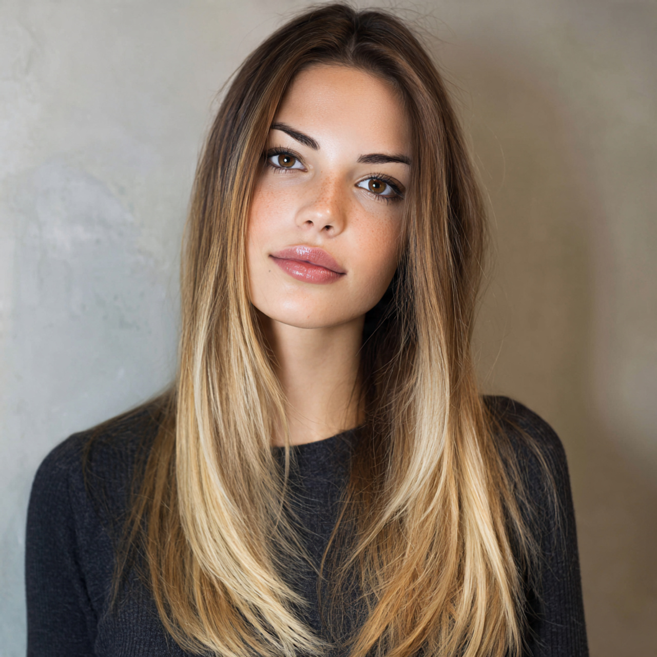 an attractive women with straight sleek calico