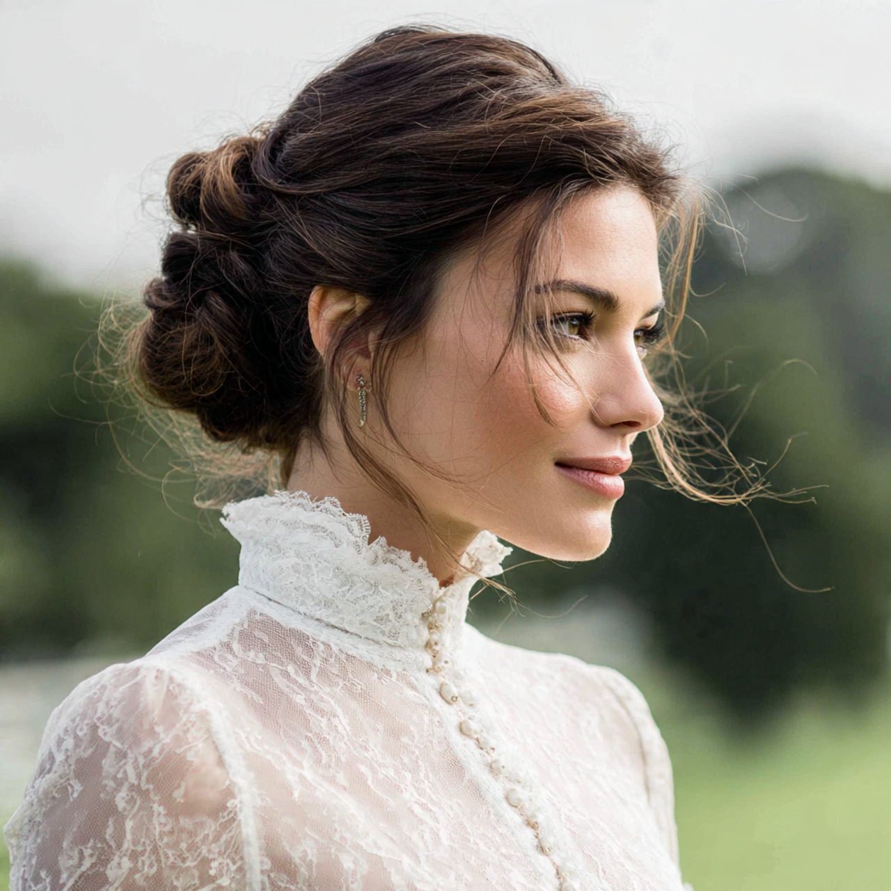 an attractive women with the low bun