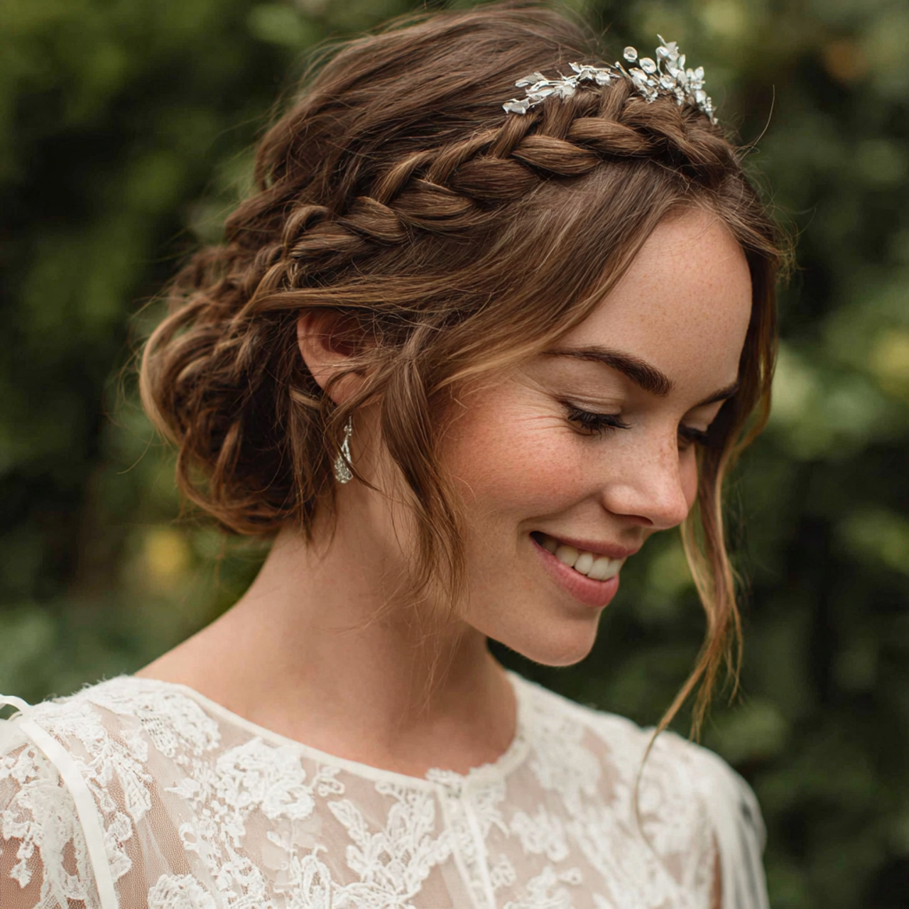 an attractive women with the twisted crown