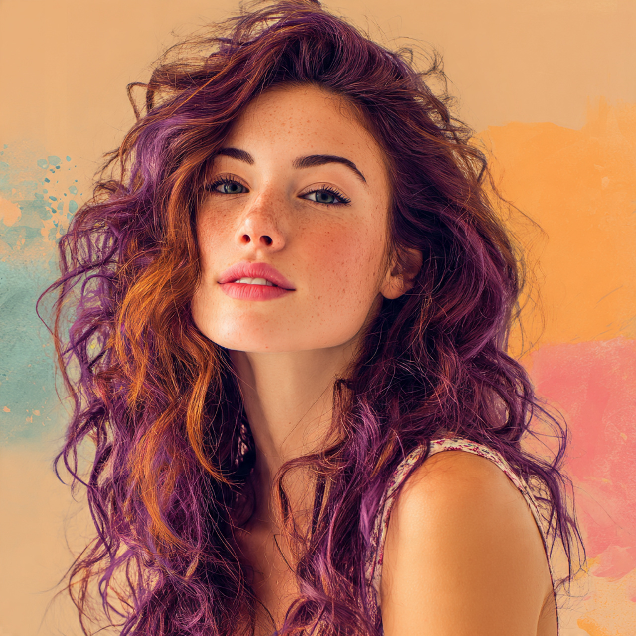 an attractive women with wavy calico hair