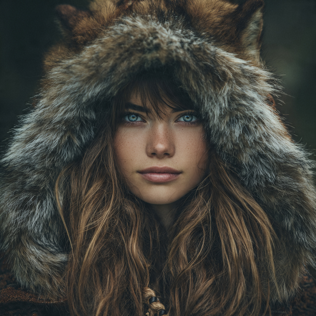 attractive women with long wolf cut with 17