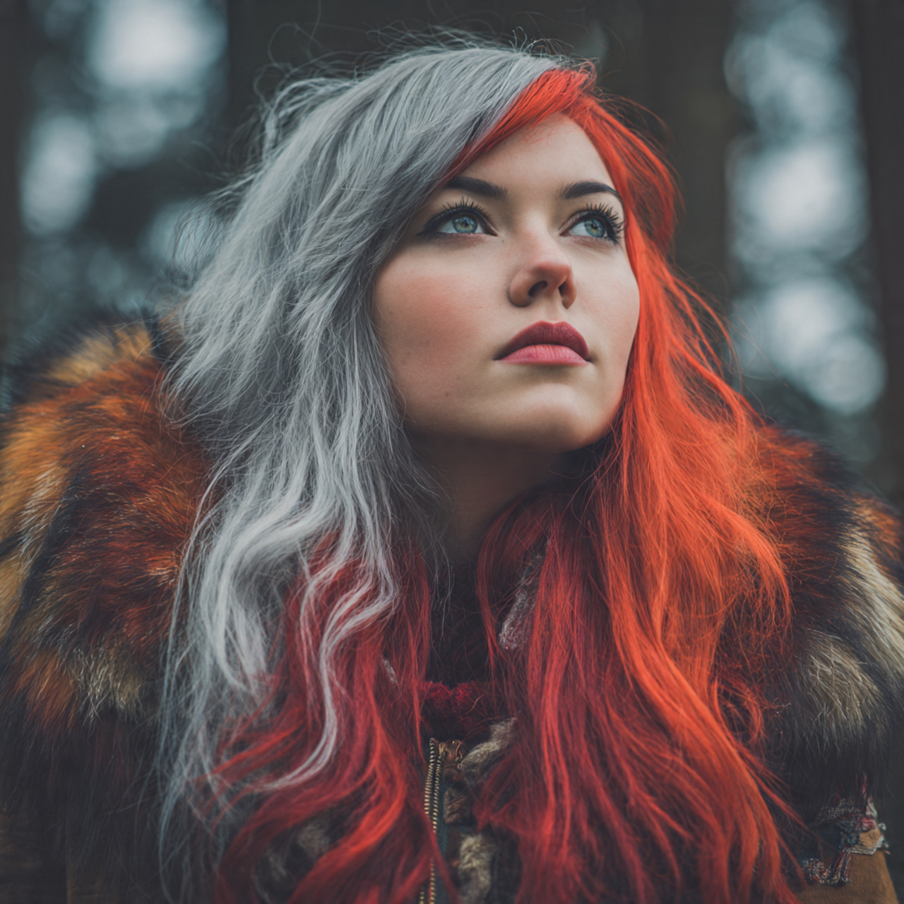 attractive women with long wolf cut with 19