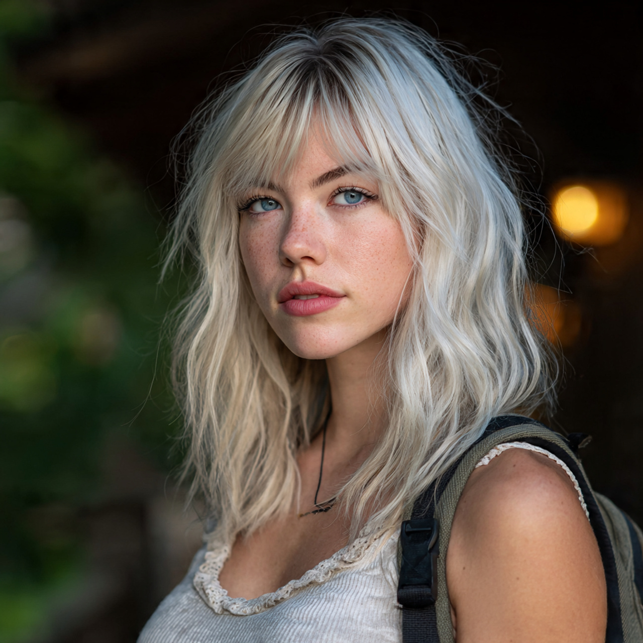 attractive women with long wolf cut with 6